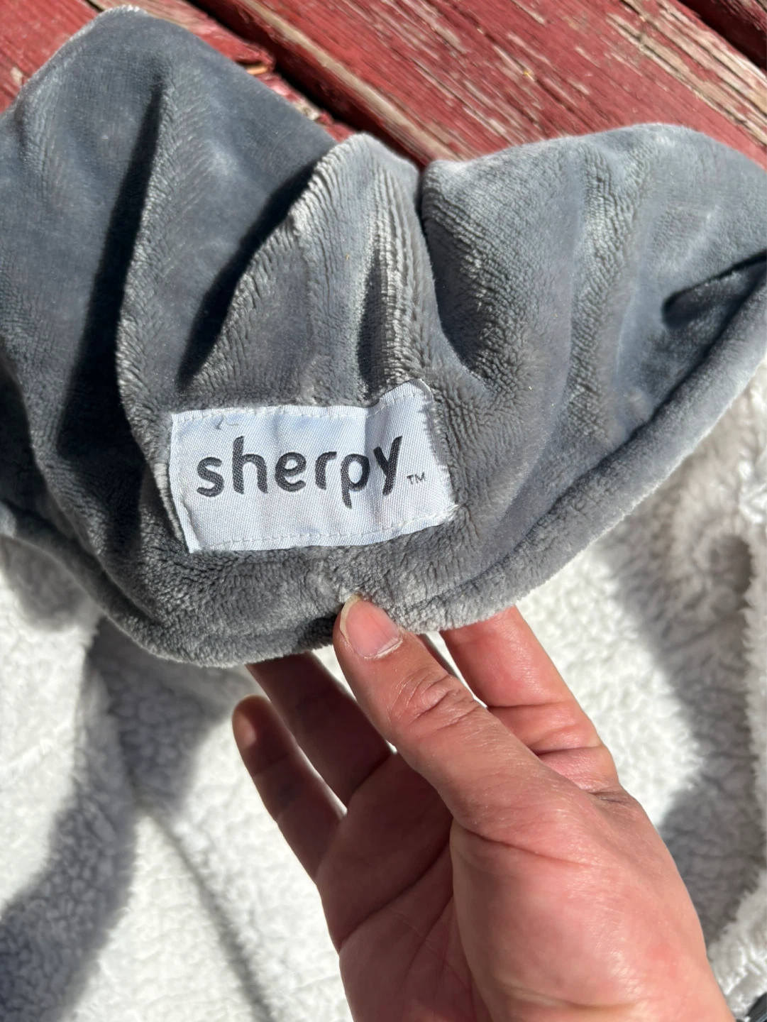 Sherpy Grey Plush Hooded Wearable Blanket - photo 4