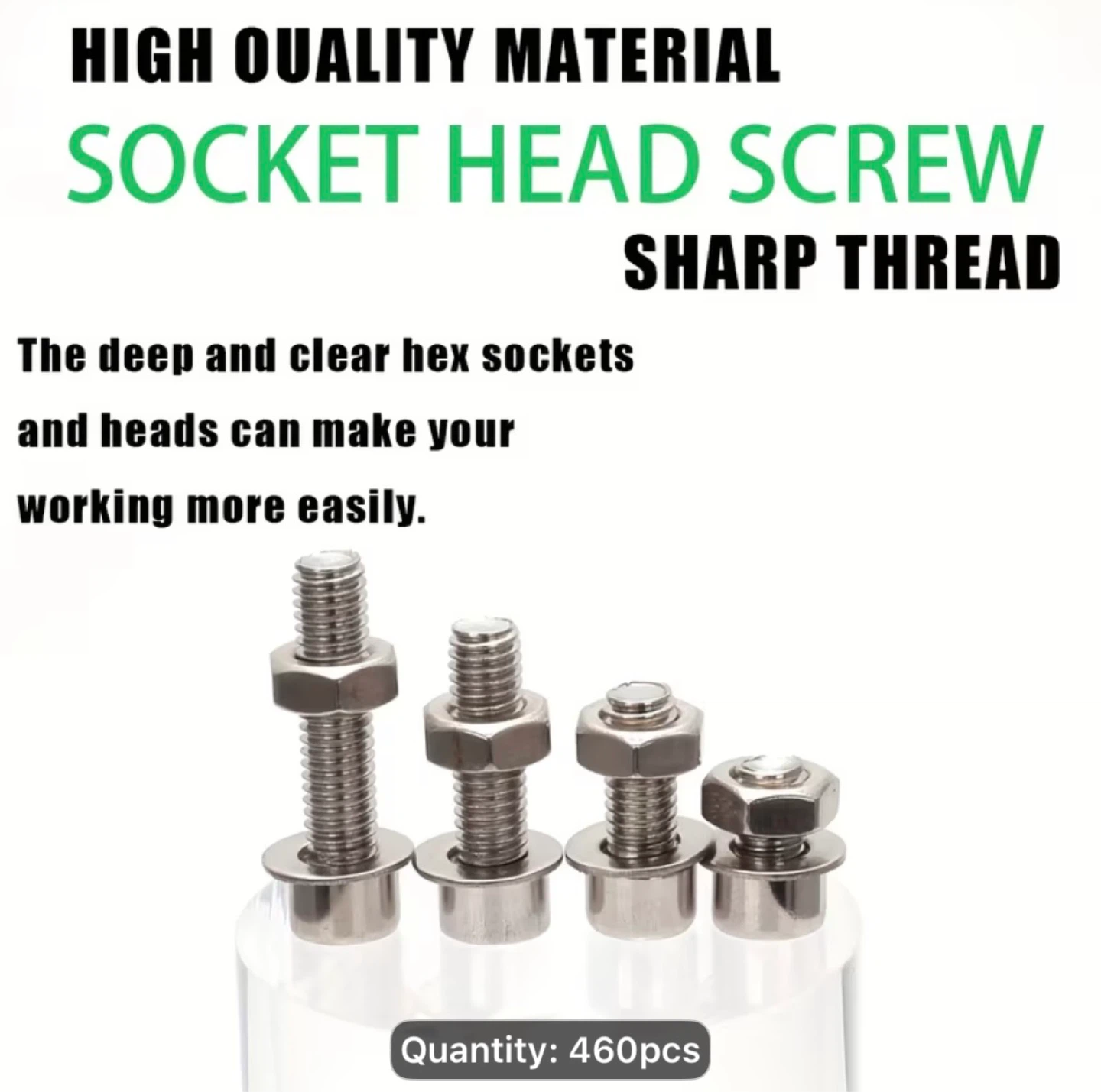 460pcs Stainless Steel Cup Head Hex Nut and Bolt Assortment Kit - photo 5