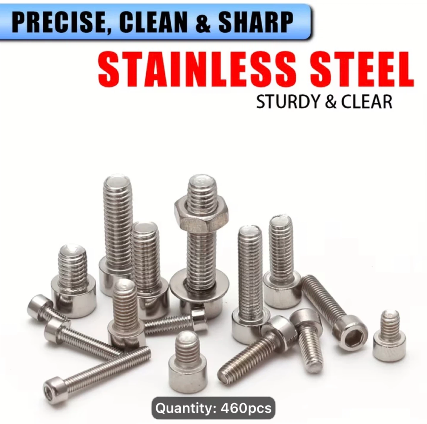 460pcs Stainless Steel Cup Head Hex Nut and Bolt Assortment Kit - photo 4