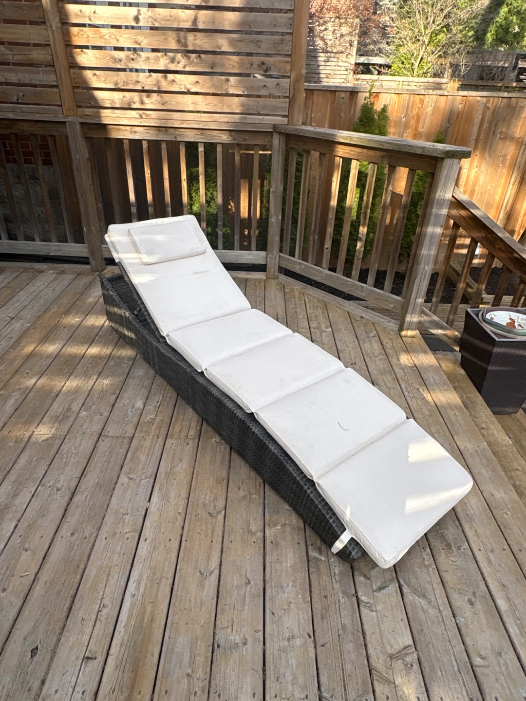 Wicker Lounge Chair with White Cushions