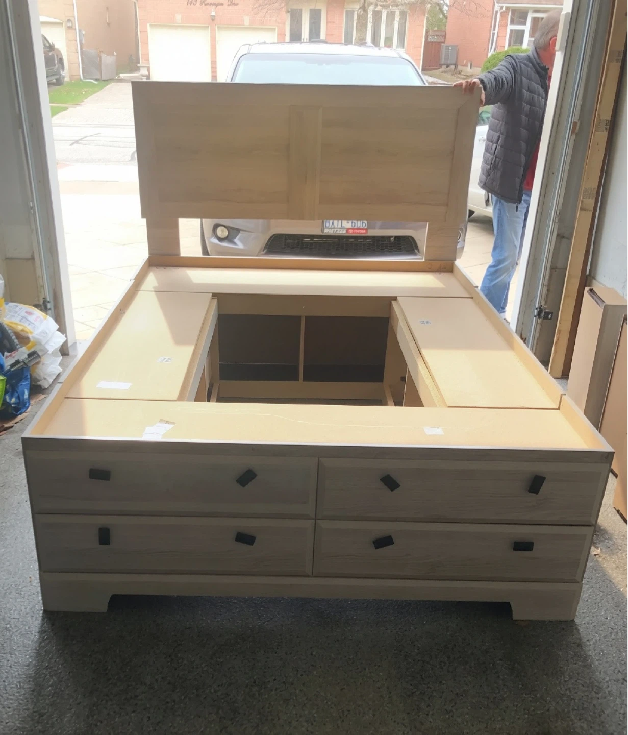 Wooden Storage Bed Frame with Headboard
