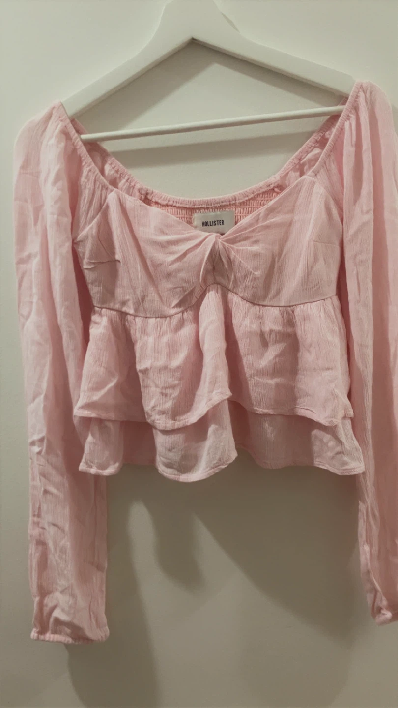 Hollister Pink Peplum Smocked Top