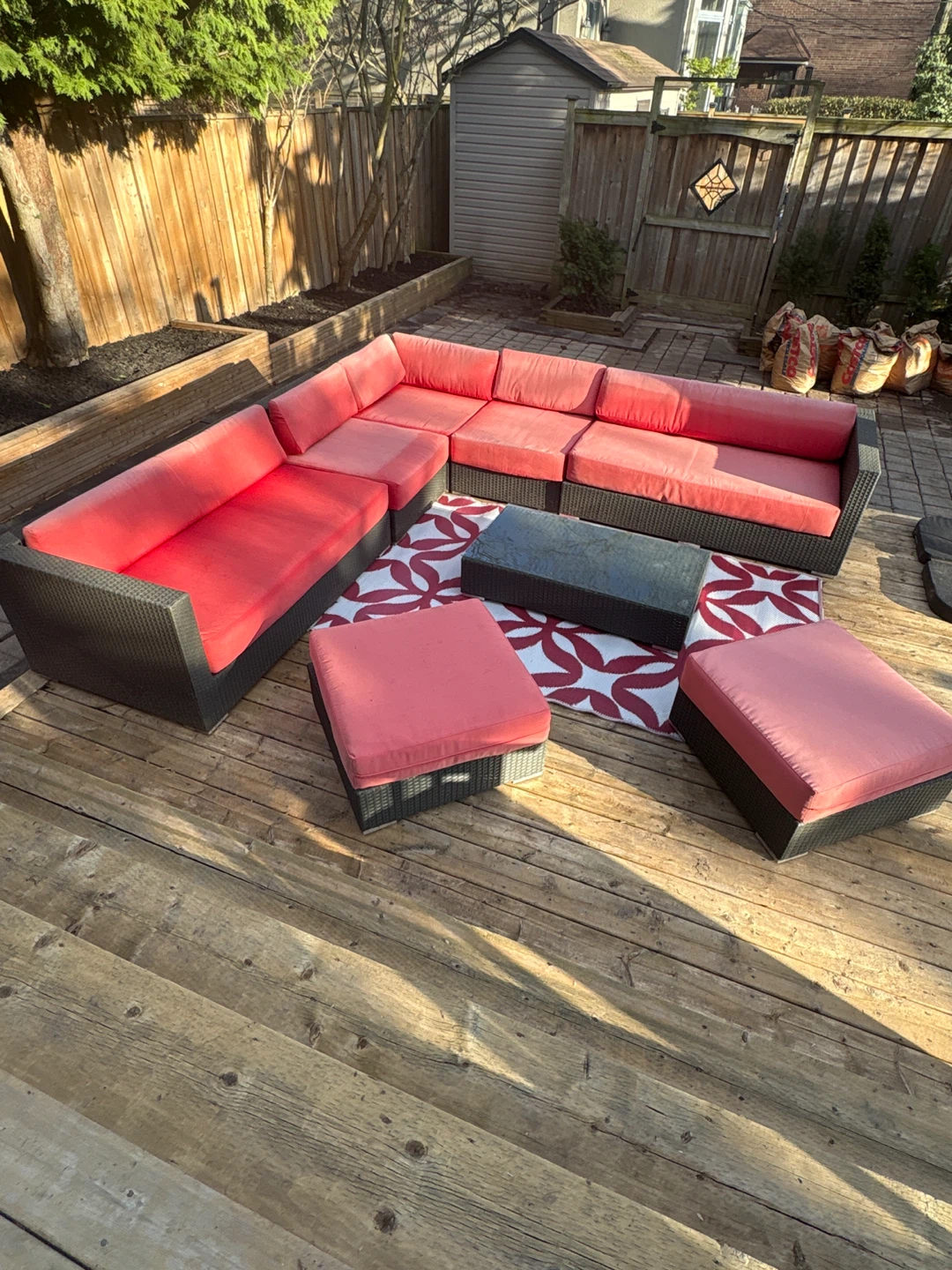 11-Piece Outdoor Sectional Sofa with Coffee Tables