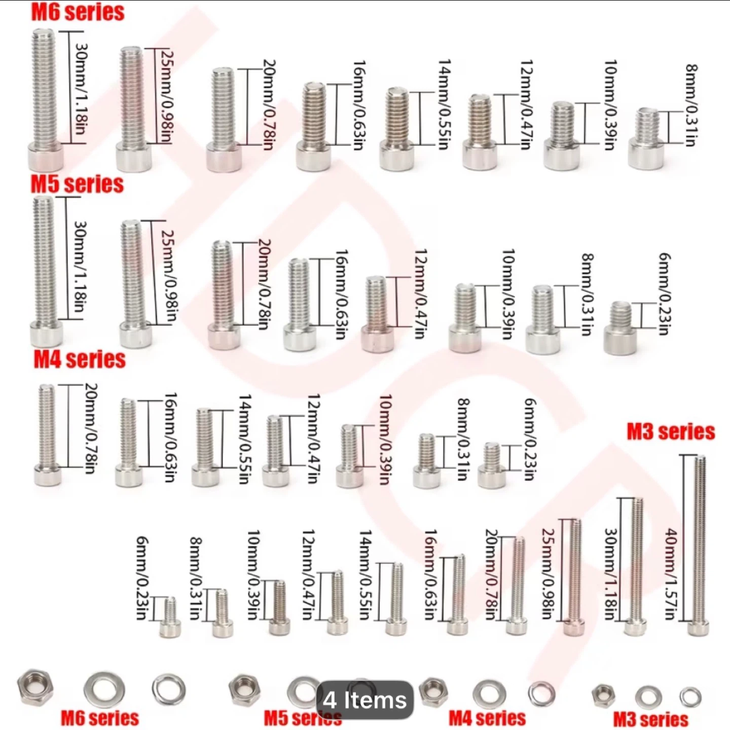380pcs Stainless Steel Hex Socket Nuts And Bolts Combination Set - photo 3