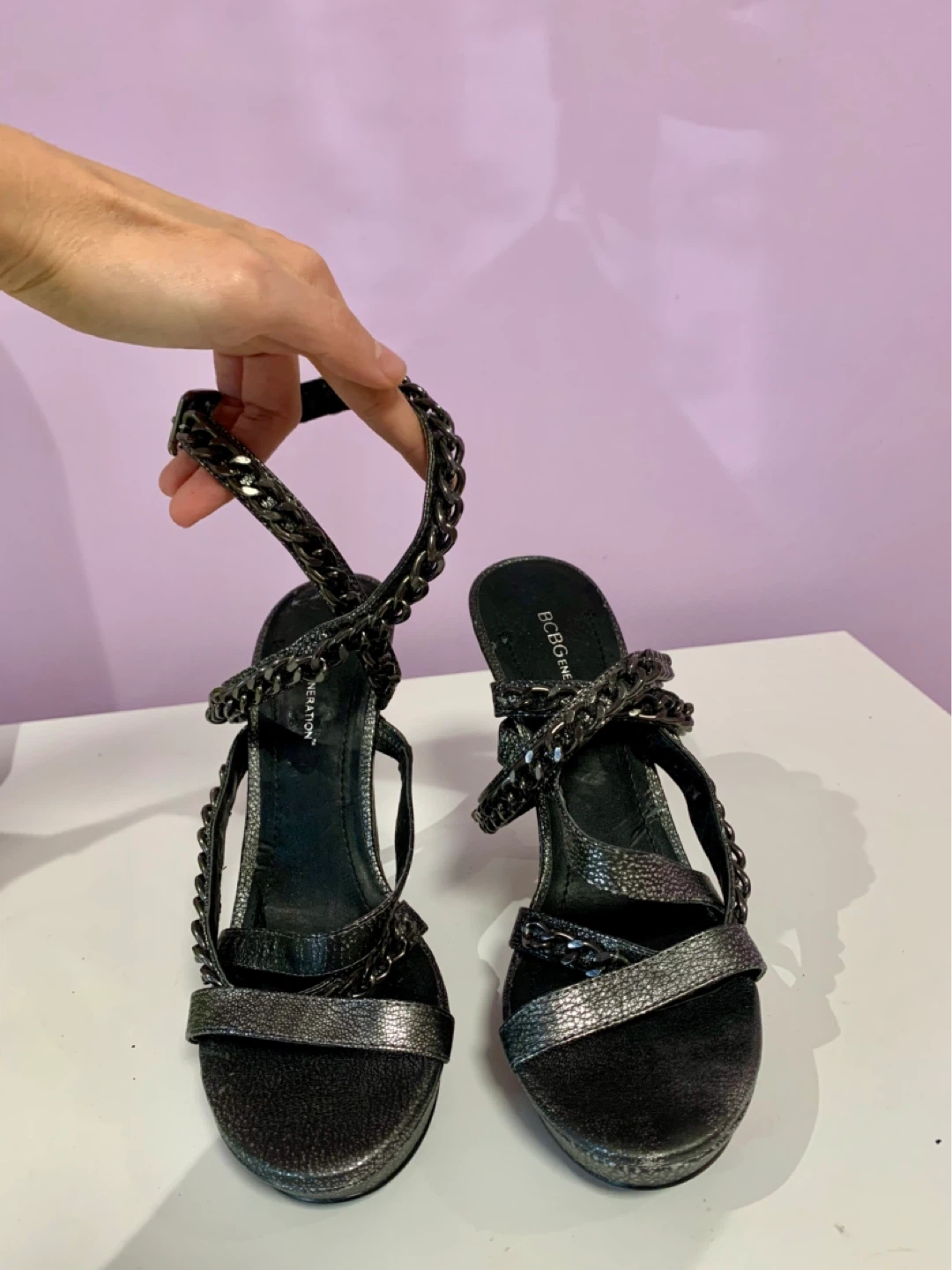 BCBG Generation Women's Black Chain Detail Heels - photo 2