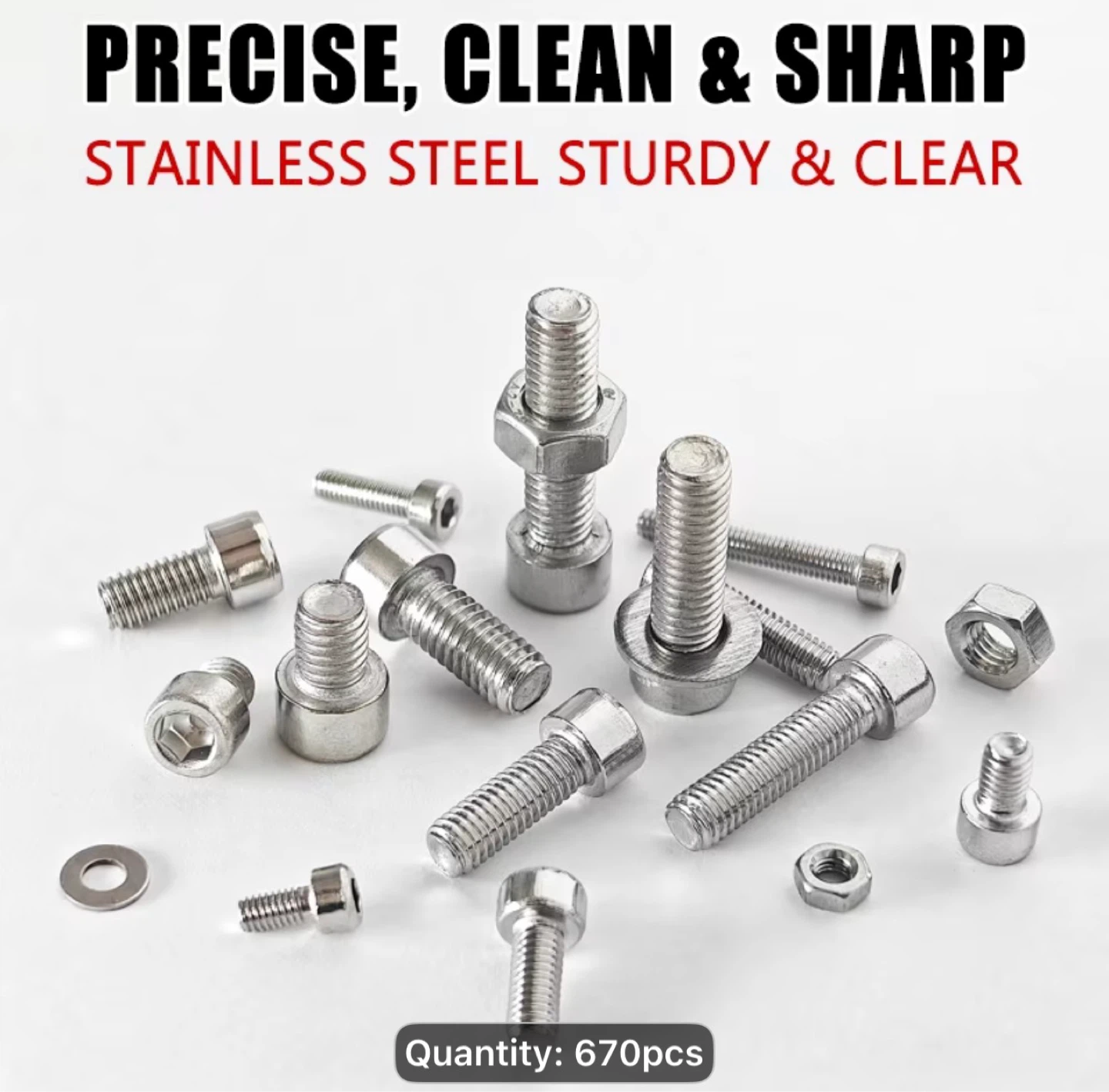 670pcs Hex Inner Hex Screws and Nuts and Washers Combination Kit - photo 4