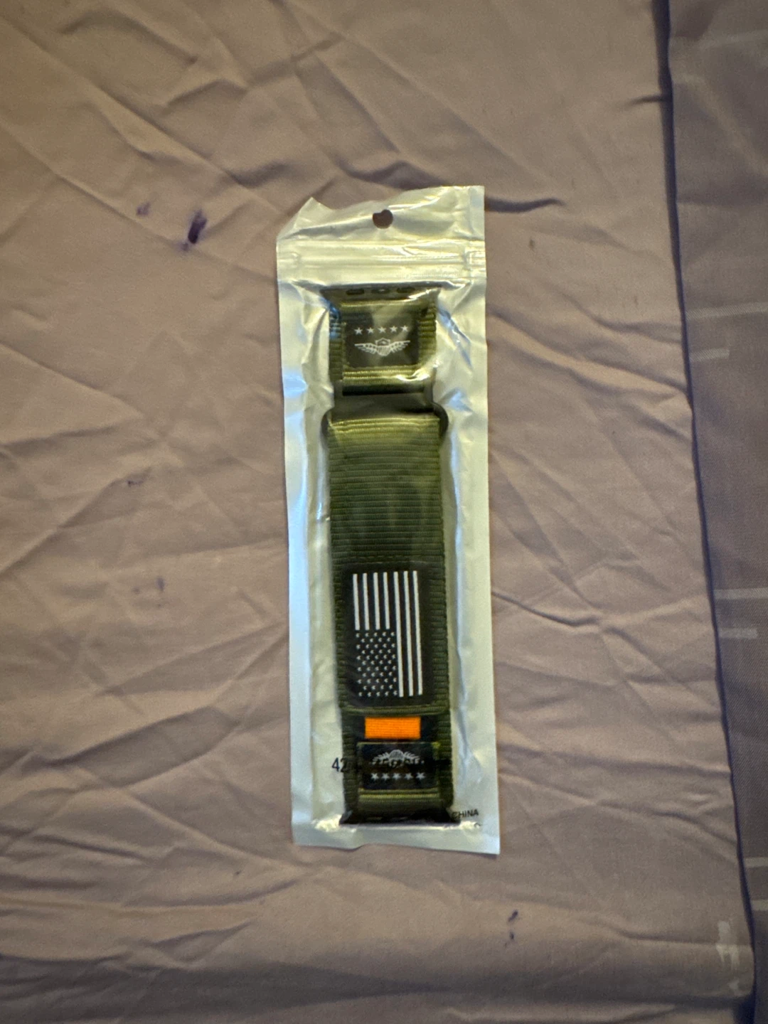 Apple Watch Green Nylon Watch Band with US Flag Design