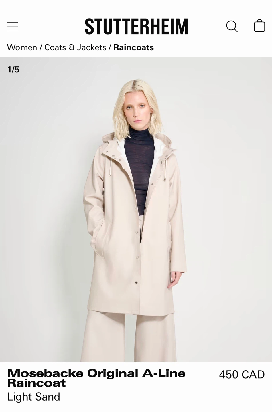 Stutterheim Mosebacke Original A-Line Raincoat - Light Sand - photo 3