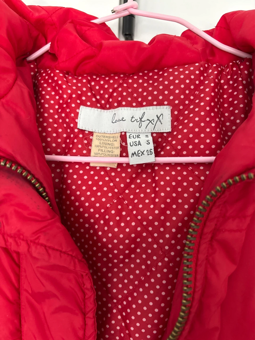 Love Tribe puffer jacket - Red, Size S