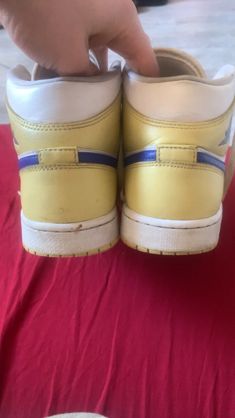 Air Jordan 1 Mid Yellow/White/Blue Sneakers - photo 2
