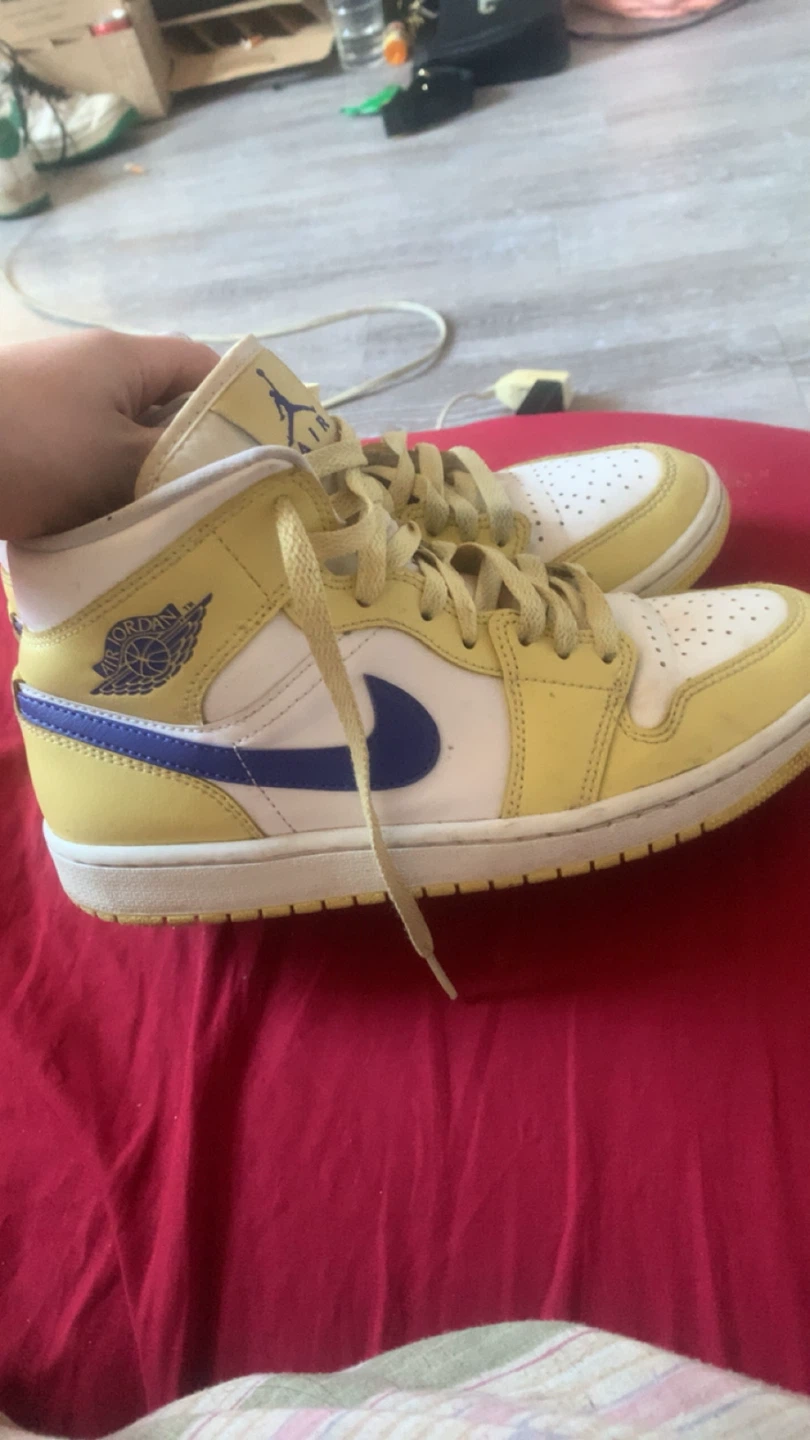 Air Jordan 1 Mid Yellow/White/Blue Sneakers