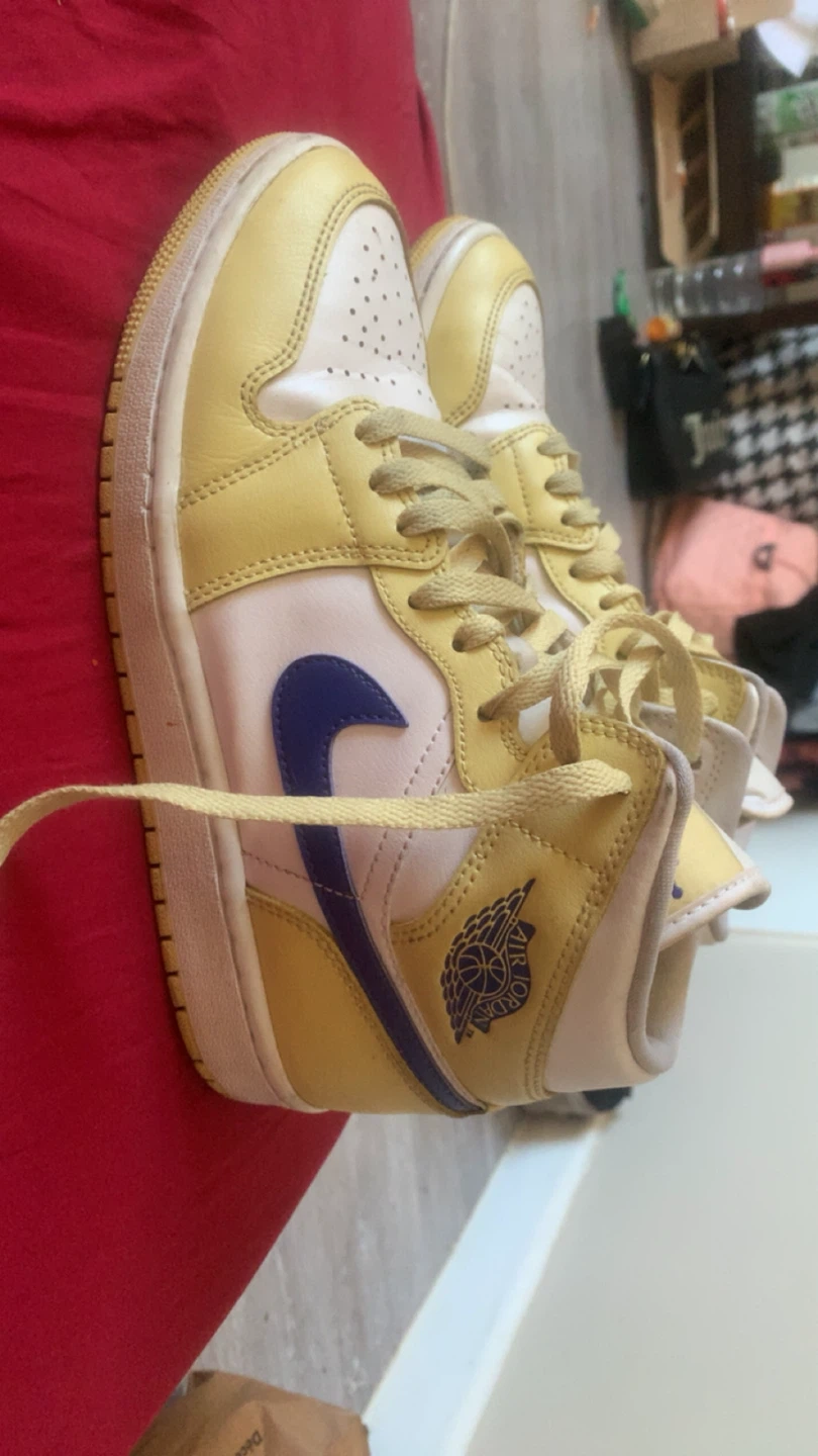 Air Jordan 1 Mid Yellow/White/Blue Sneakers - photo 3