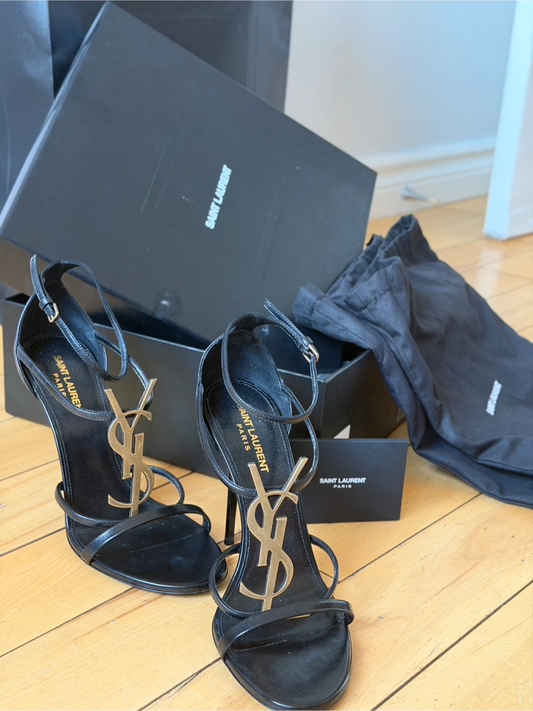 Saint Laurent Cassandra 100 YSL SA Sandals - Black - Size 40 - photo 2