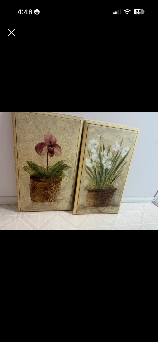 Set of 2 Framed Floral Wall Art Paintings