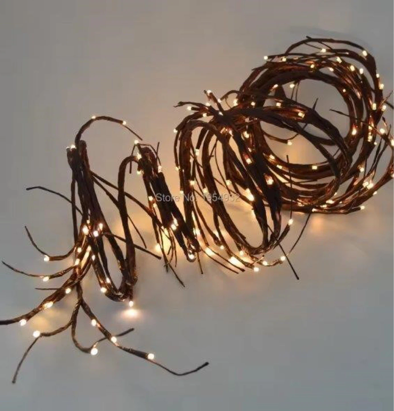 12' White Willow Garland with Lights