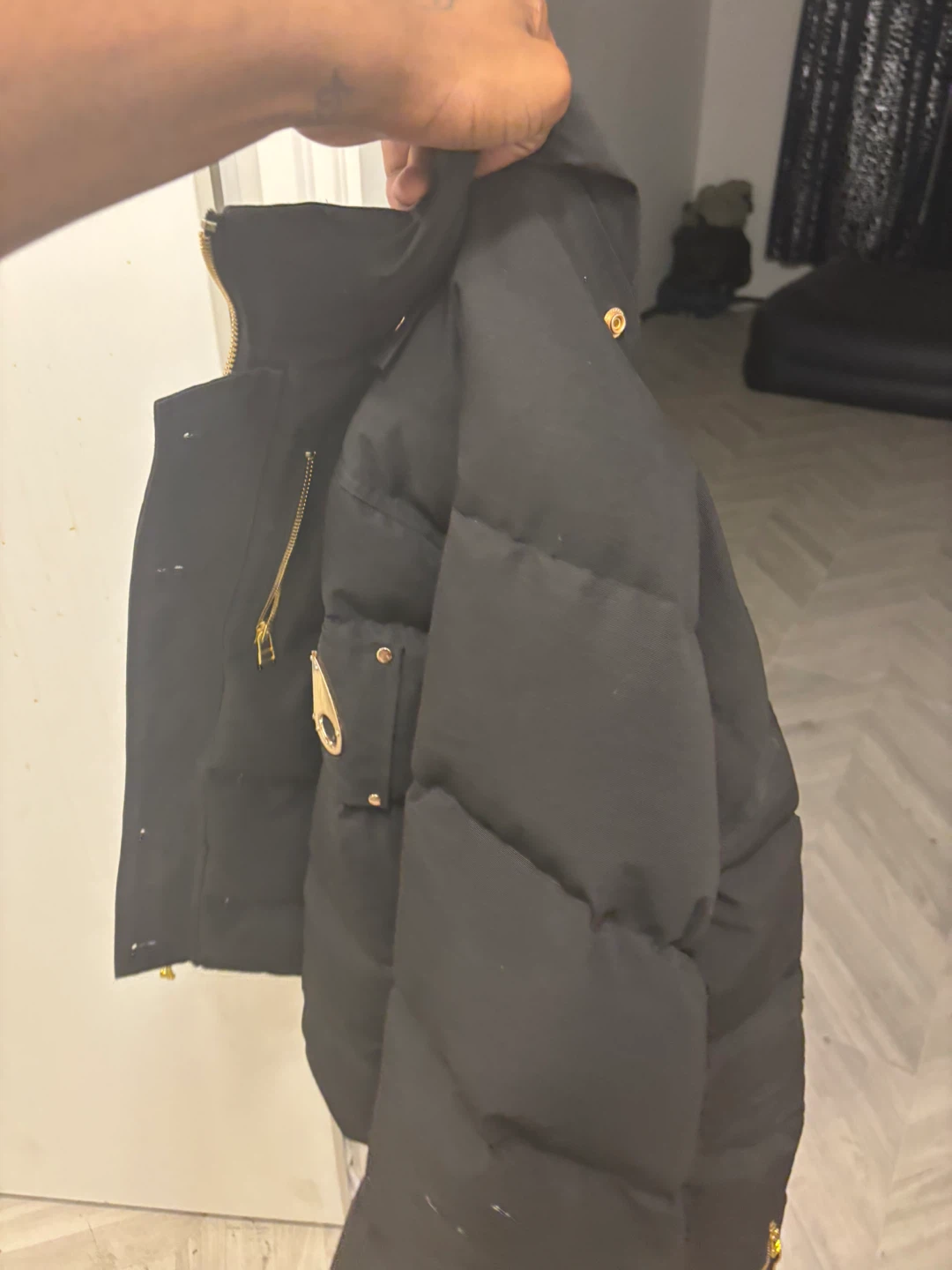 Moose Knuckles Black Down Puffer Jacket with Fur Hood - photo 5