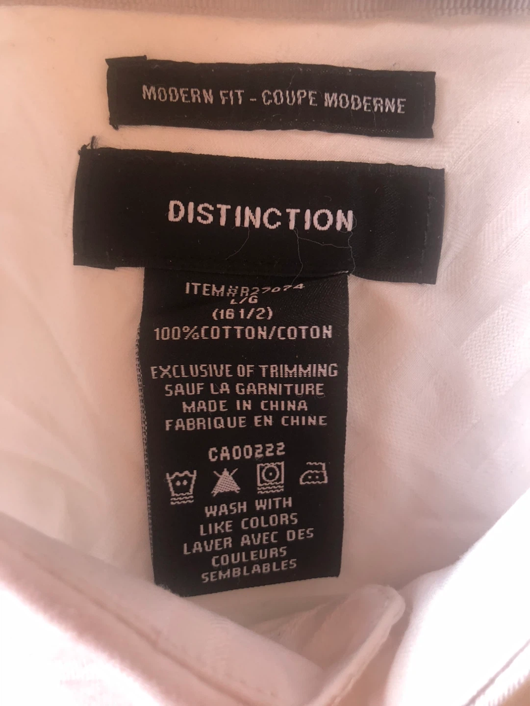 LG Men's White 100% Cotton Modern Fit Dress Shirt - Size 16 1/2 - photo 2