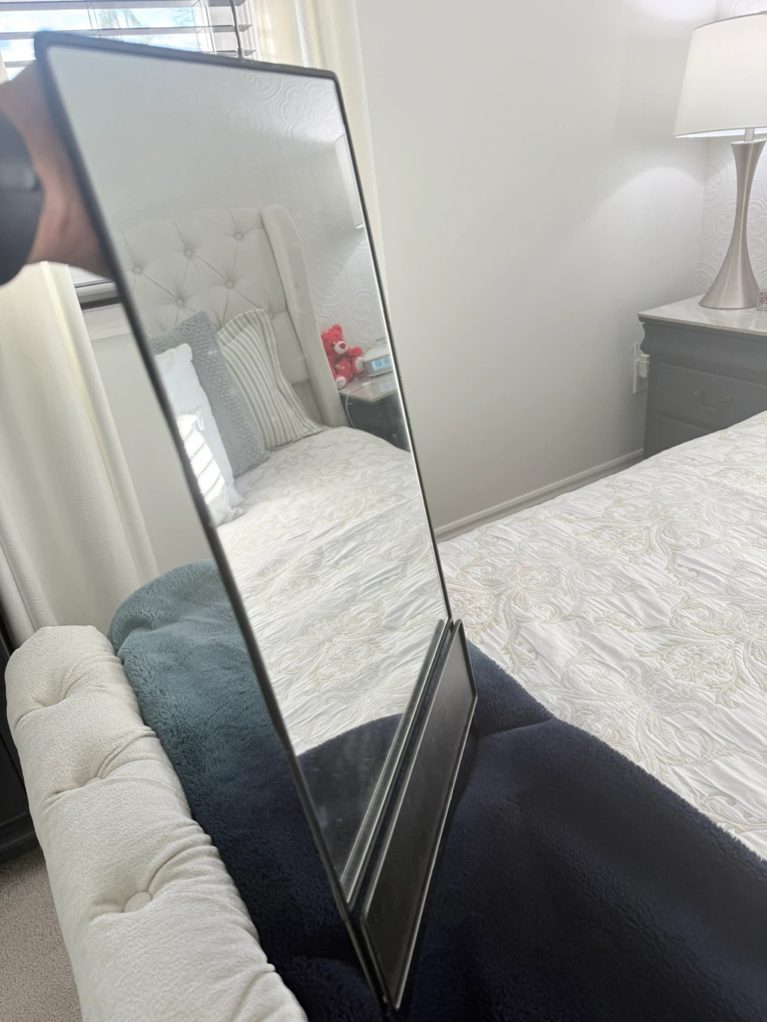 Black Metal Framed  Mirror with Shelf