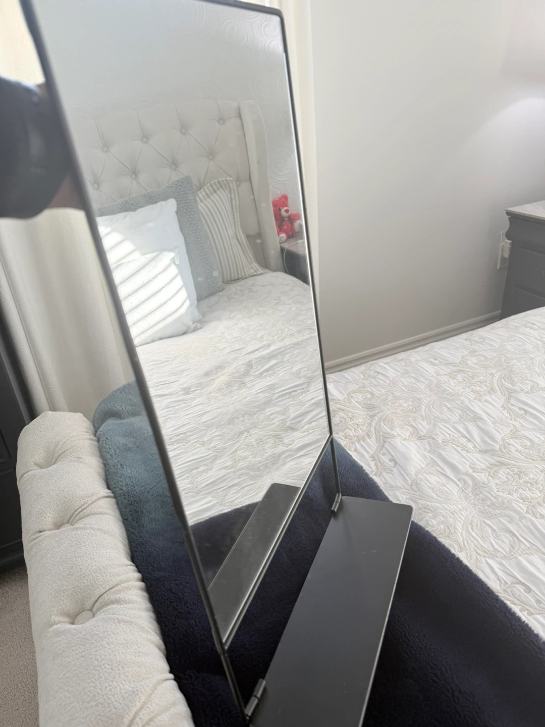 Black Metal Framed  Mirror with Shelf - photo 2