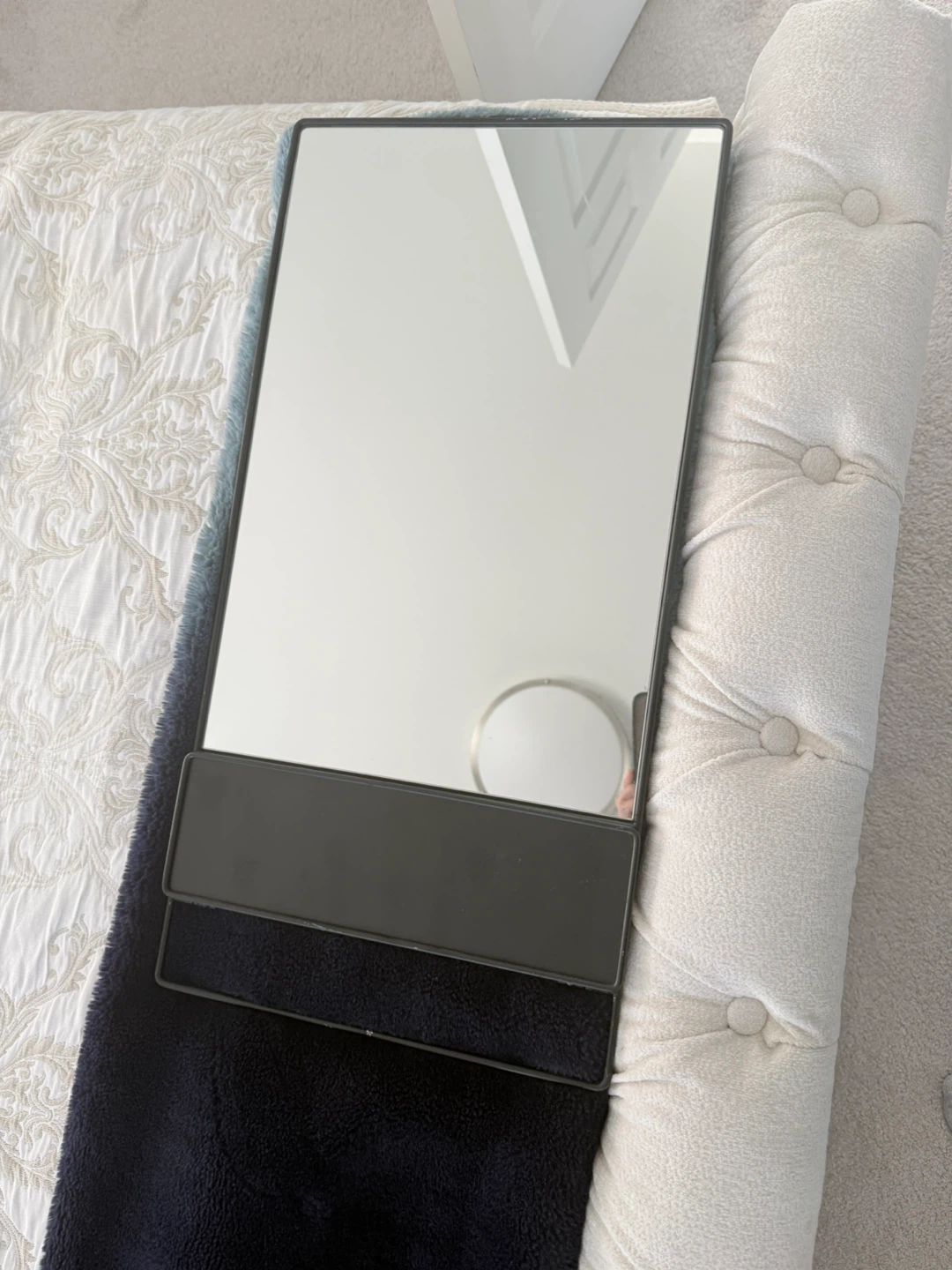 Black Metal Framed  Mirror with Shelf - photo 3