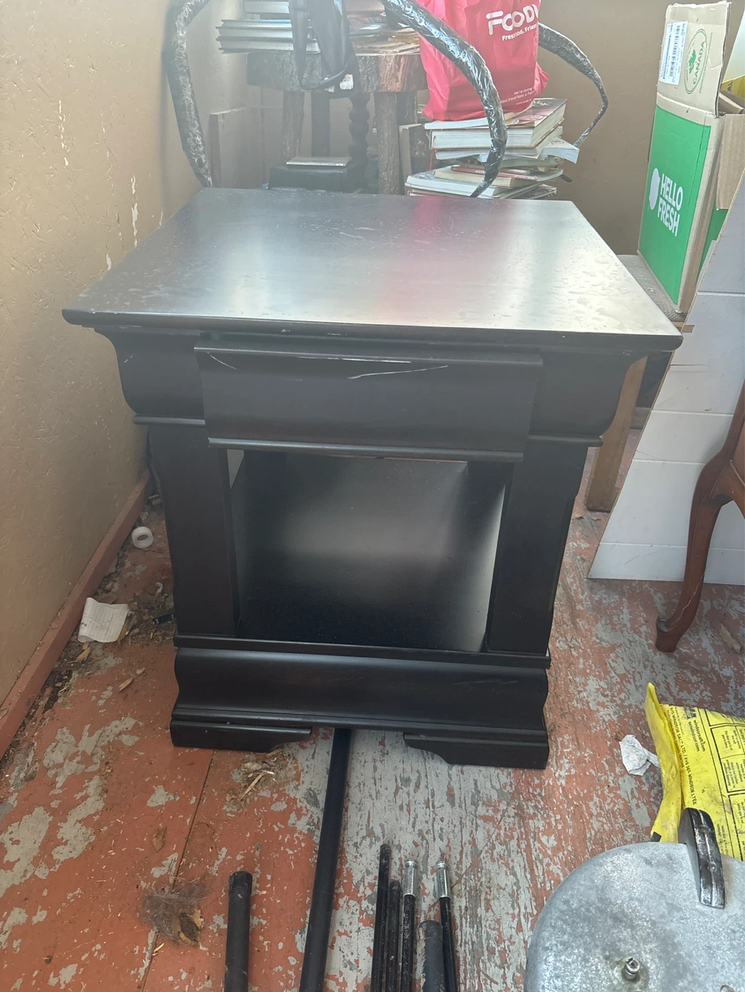 Black End Table with Drawer