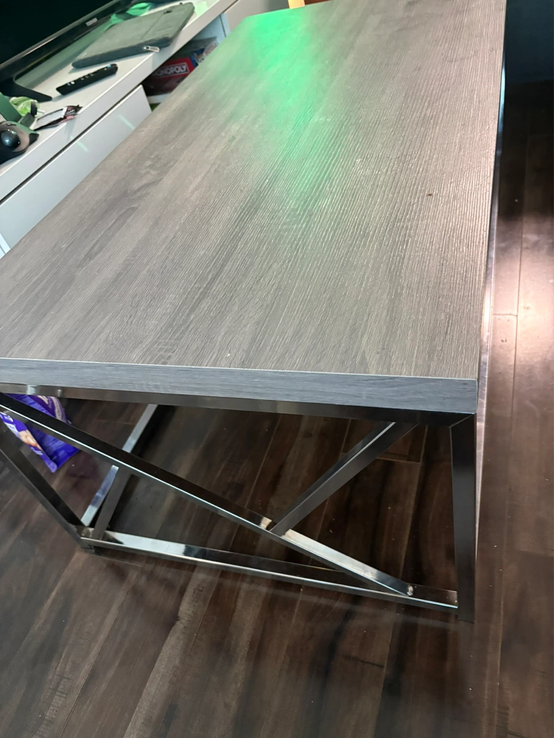 Grey Wood Coffee Table with Chrome Legs - photo 4