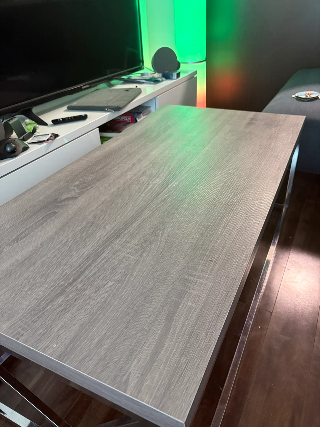 Grey Wood Coffee Table with Chrome Legs - photo 2