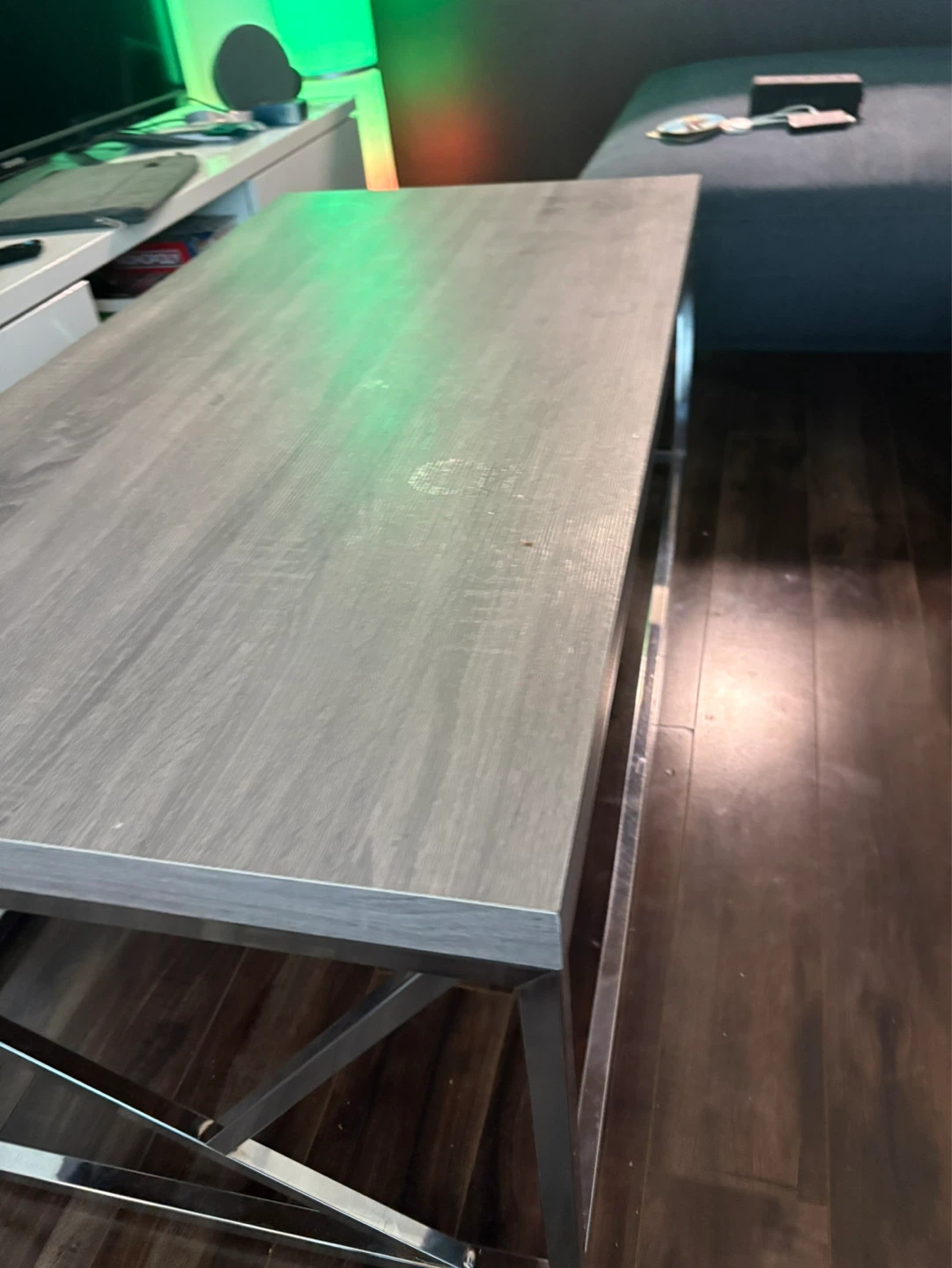 Grey Wood Coffee Table with Chrome Legs - photo 3