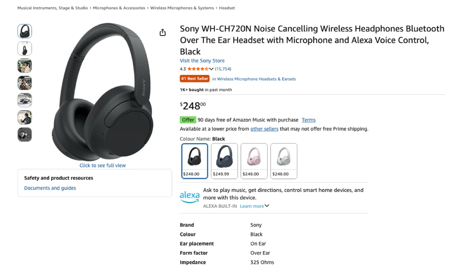 Sony WH-CH720N Noise Cancelling Wireless Headphones - Black - photo 5