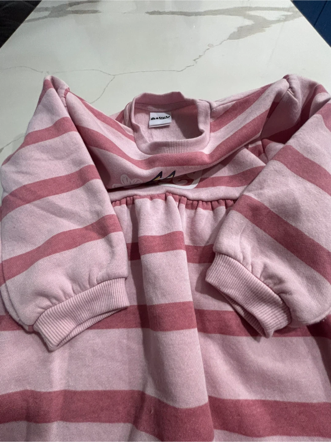 Bluey Pink Striped Fleece Lined Dress Excellent Condition - 3T - photo 4