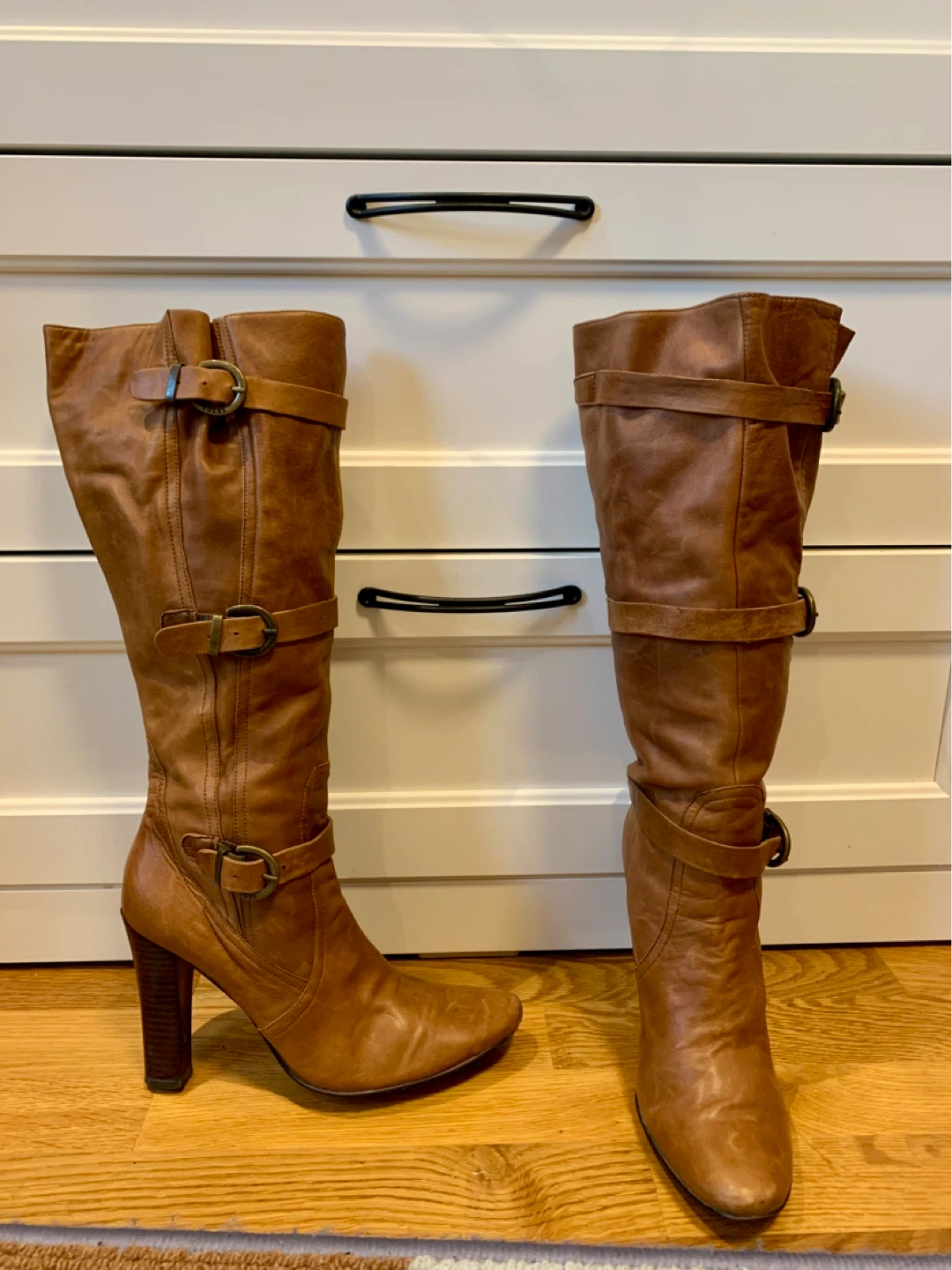 Brown Leather Knee-High Boots