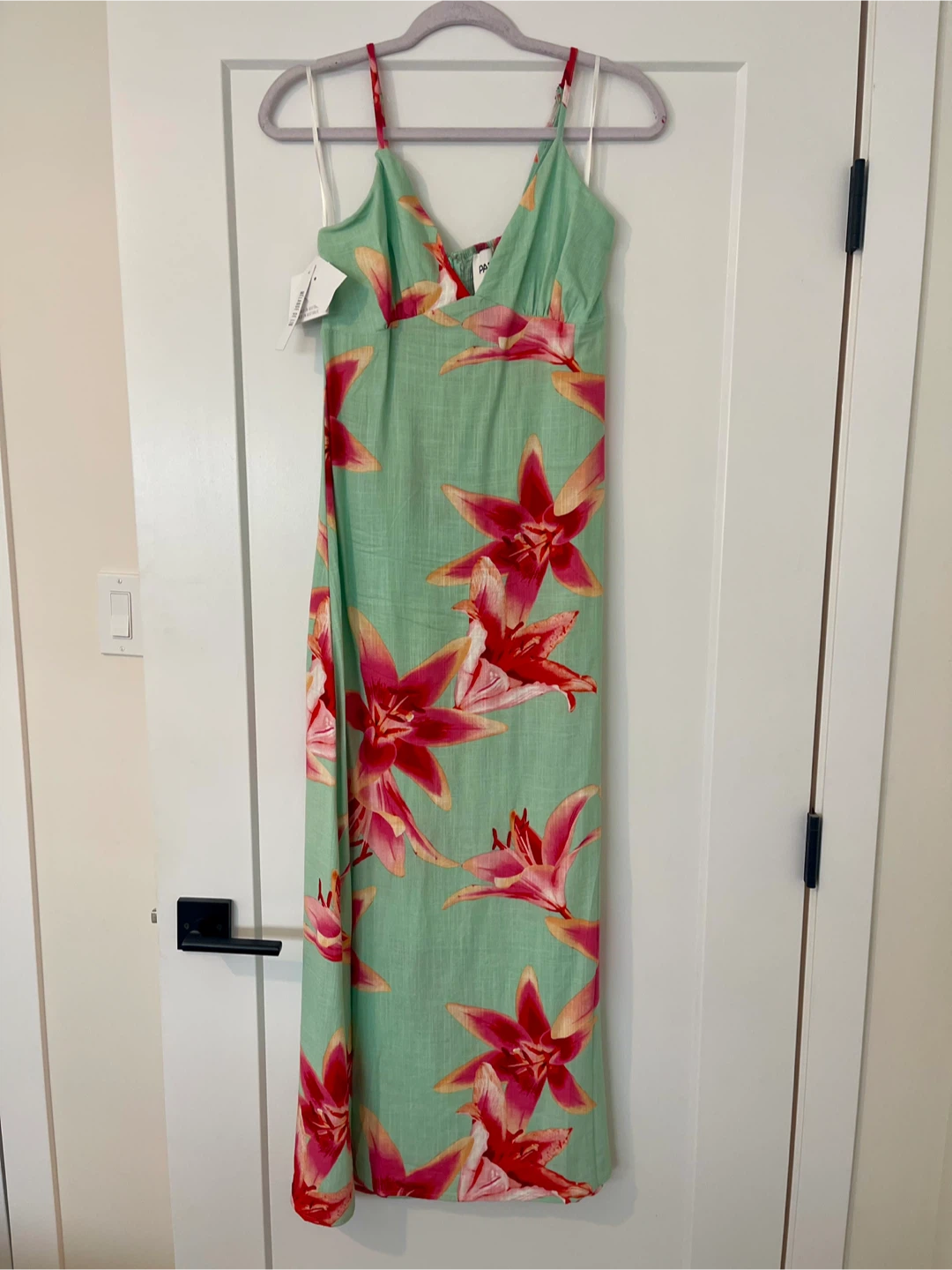 Linen mint and floral summer dress