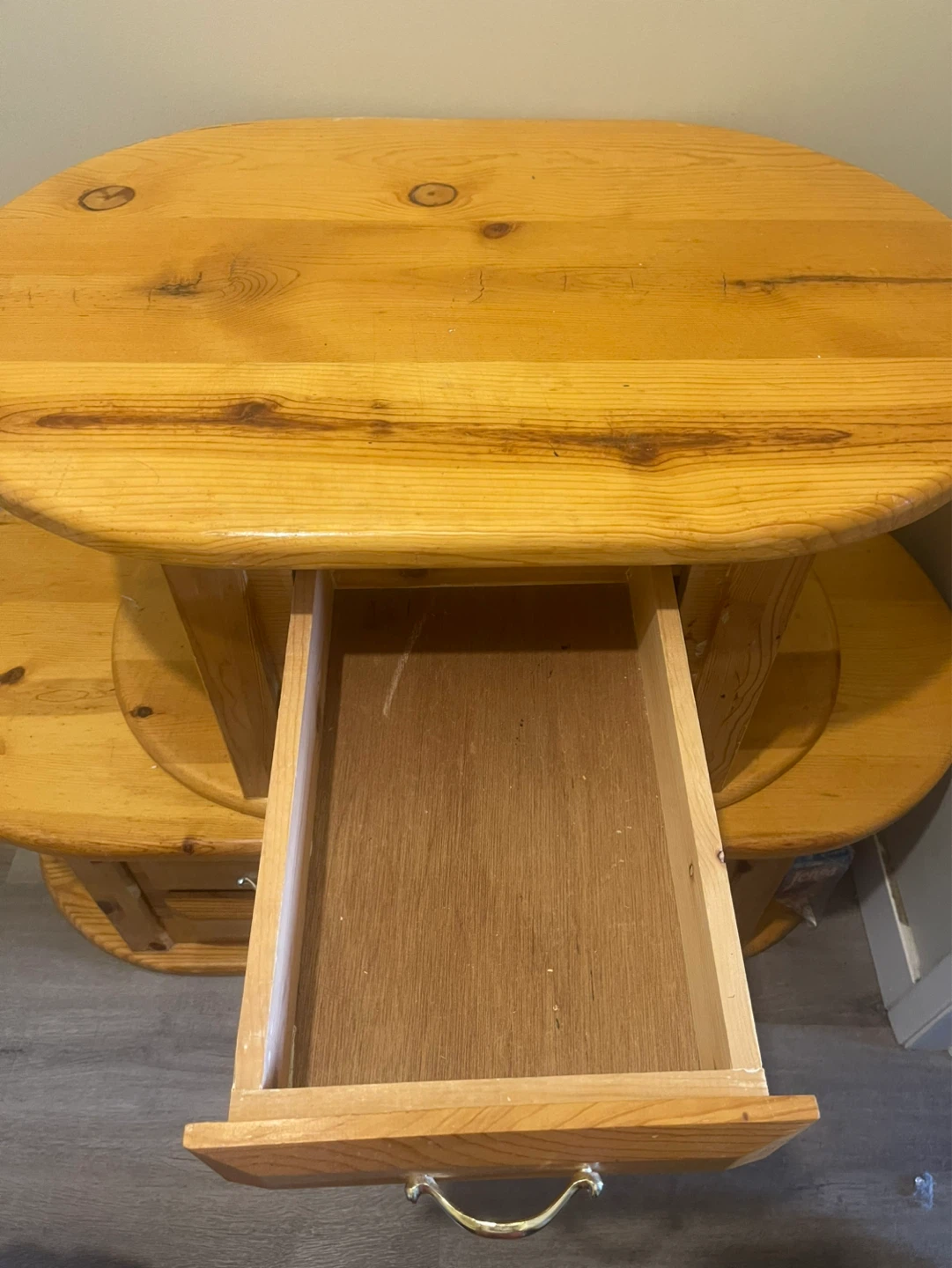 Wooden Oval Coffee Table with Drawers - photo 2