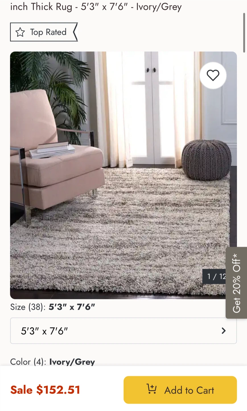 Large Grey/Ivory Rug 5’ x 7.5’