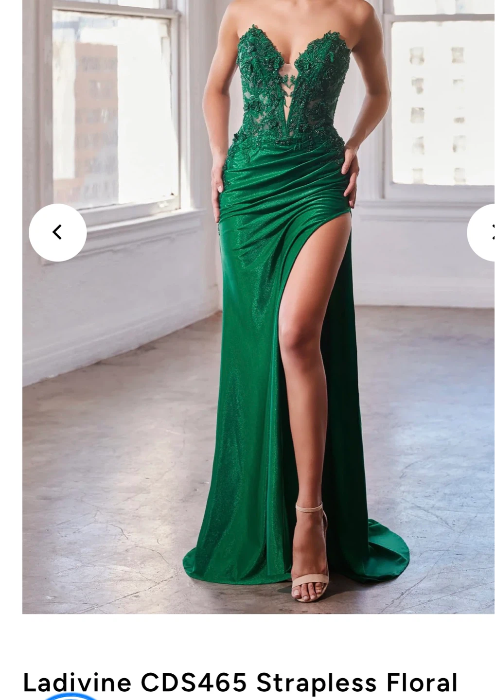 Ladivine CDS465 Green Strapless Floral Gown - photo 3