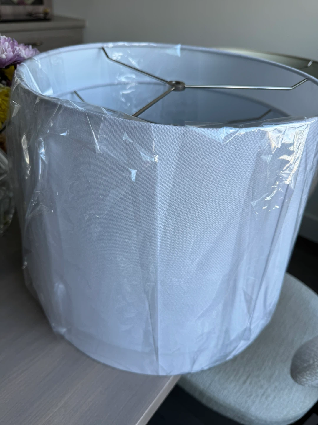 Two White Drum Lamp Shade