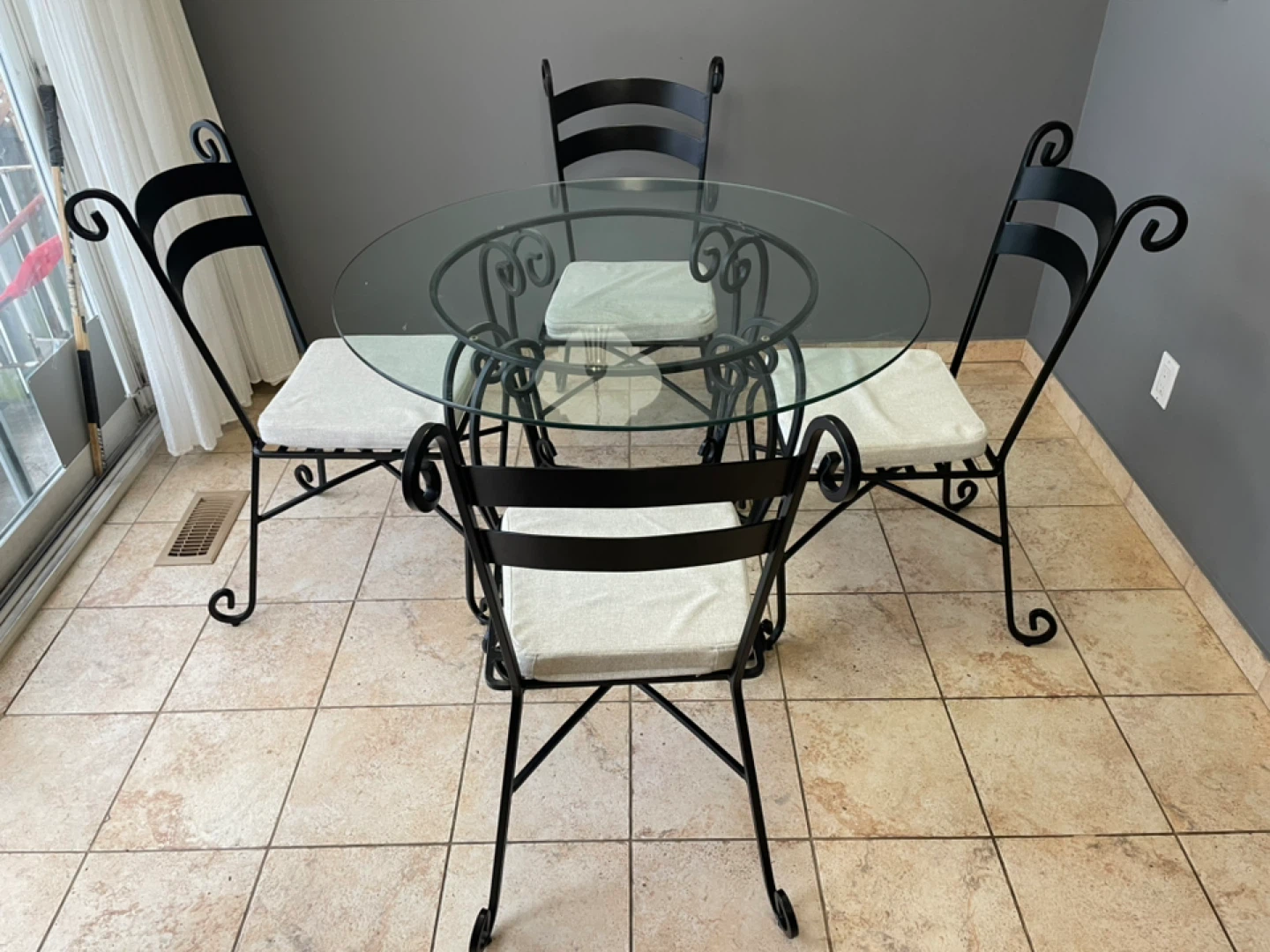 Indoor / outdoor glass top iron table