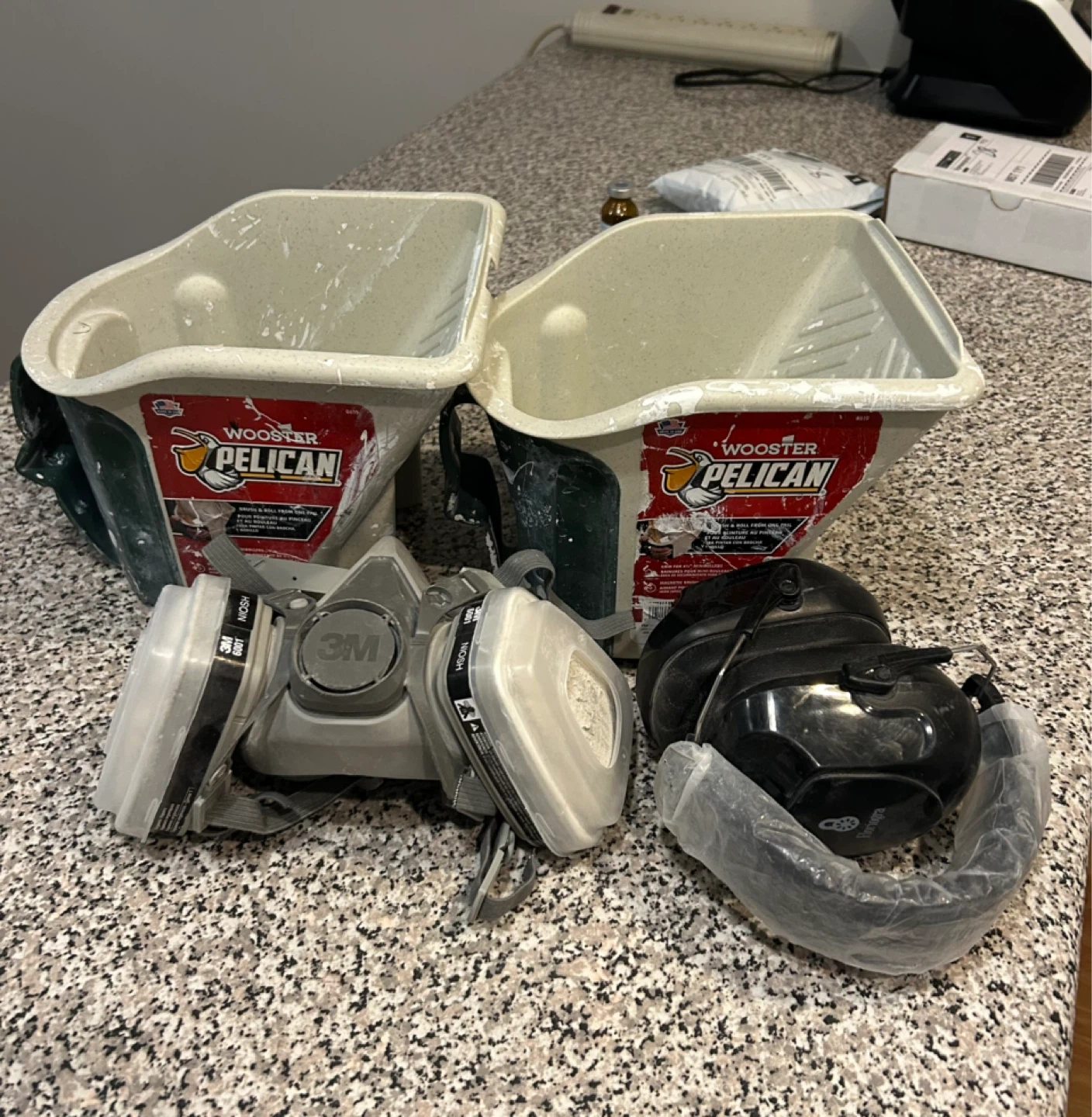 Paint cans / respirator / ear protection
