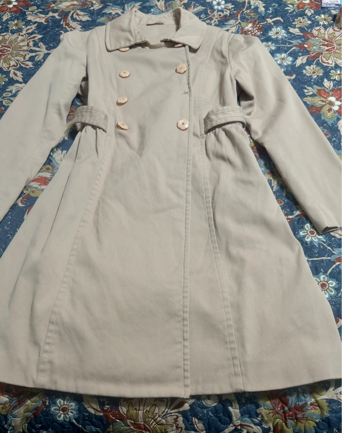Beige Double-Breasted Trench Coat