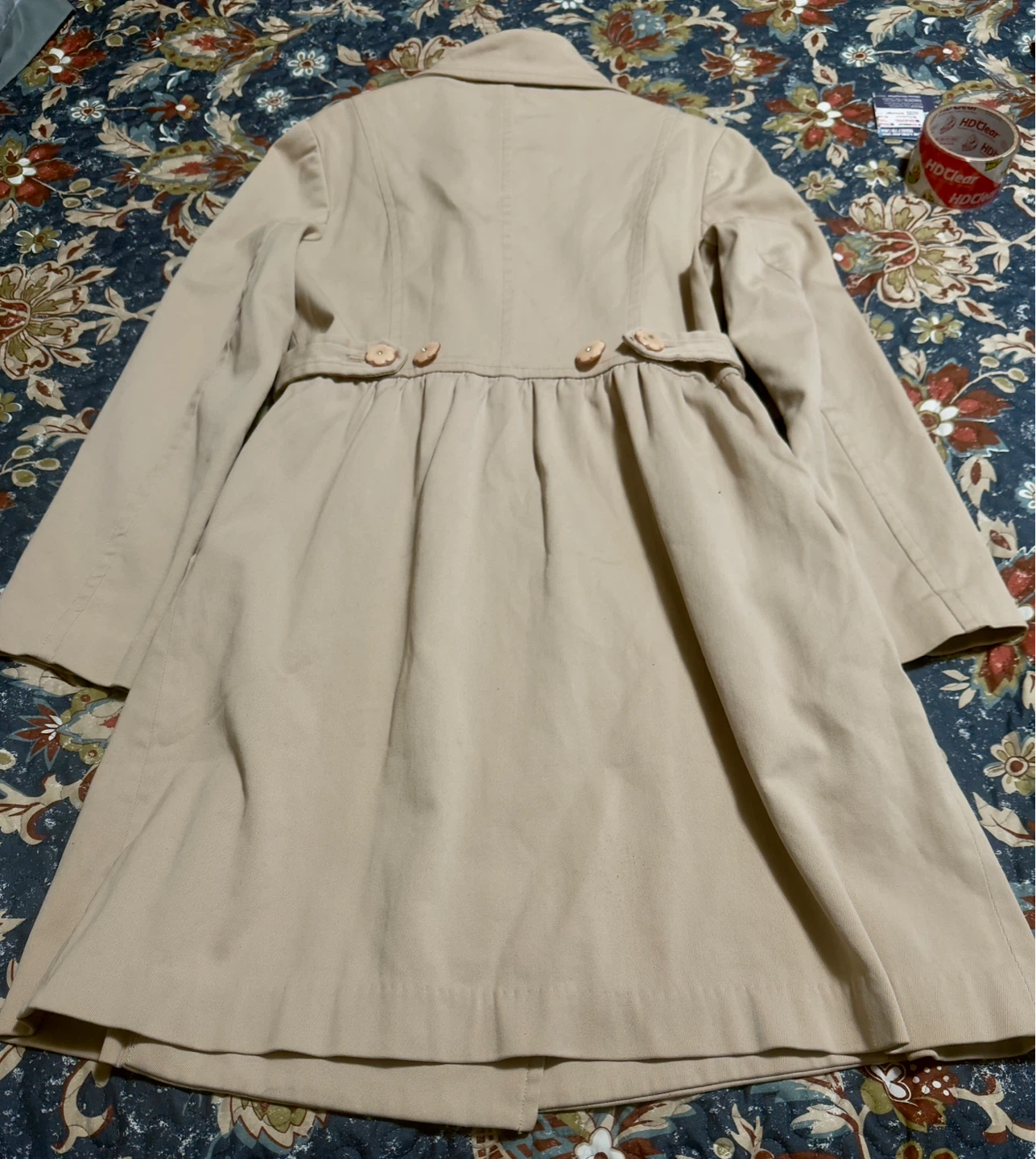 Beige Double-Breasted Trench Coat - photo 2