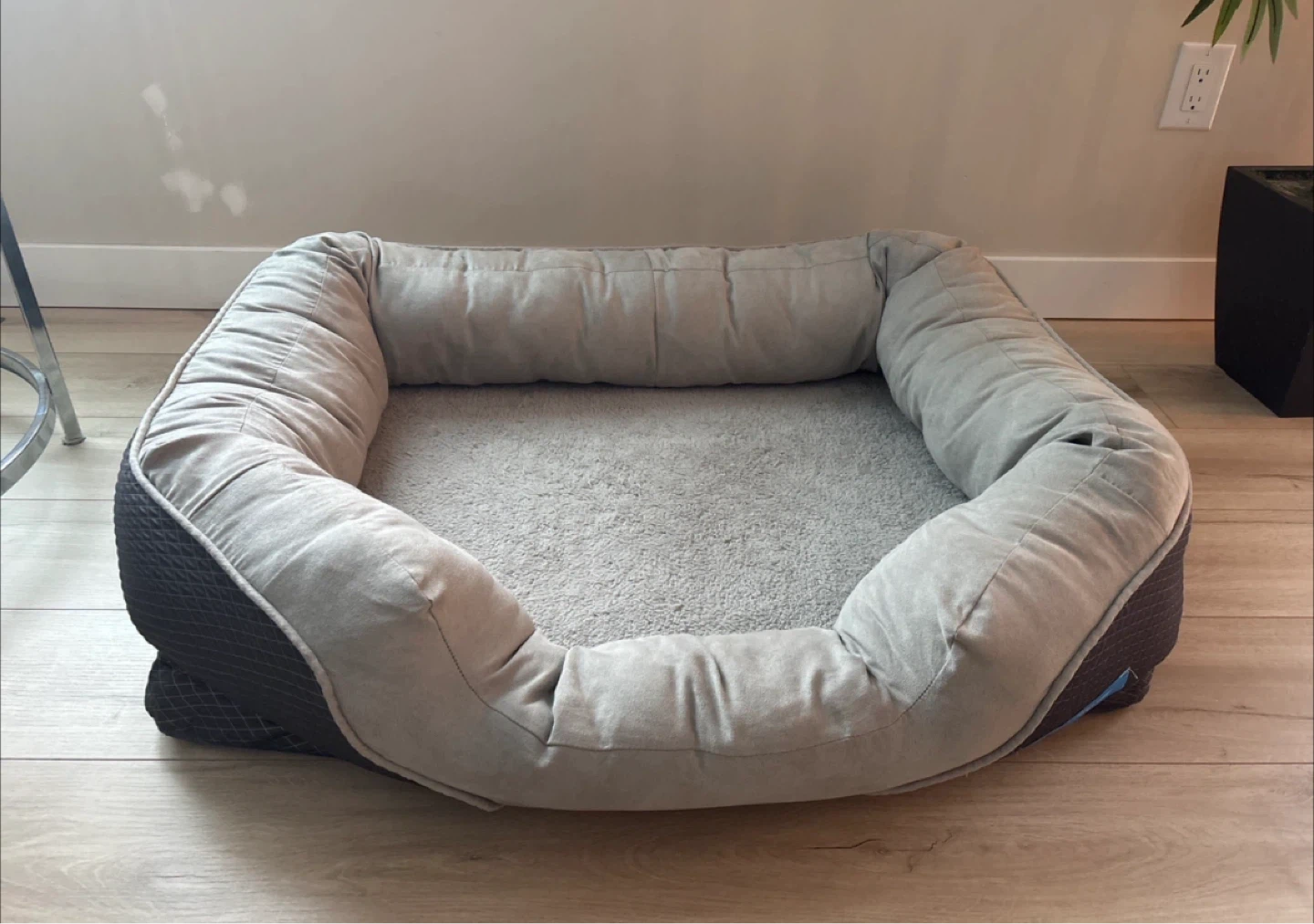 Grey Plush Dog Bed