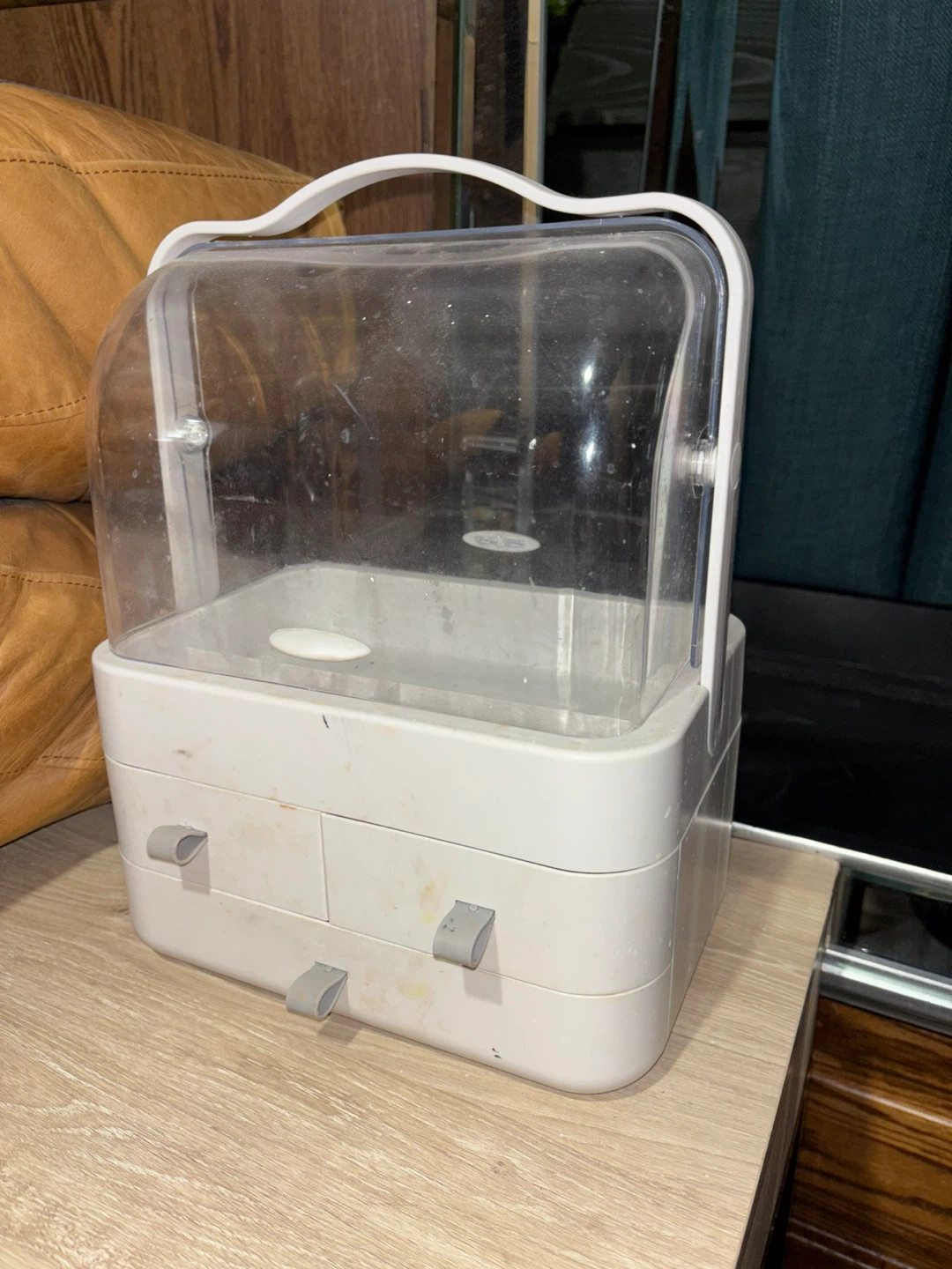 White Plastic Makeup Organizer with Drawers