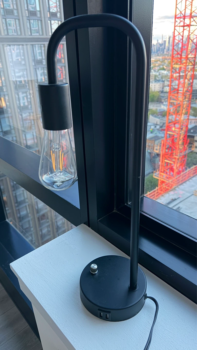 Black Modern Desk Lamp with USB Ports