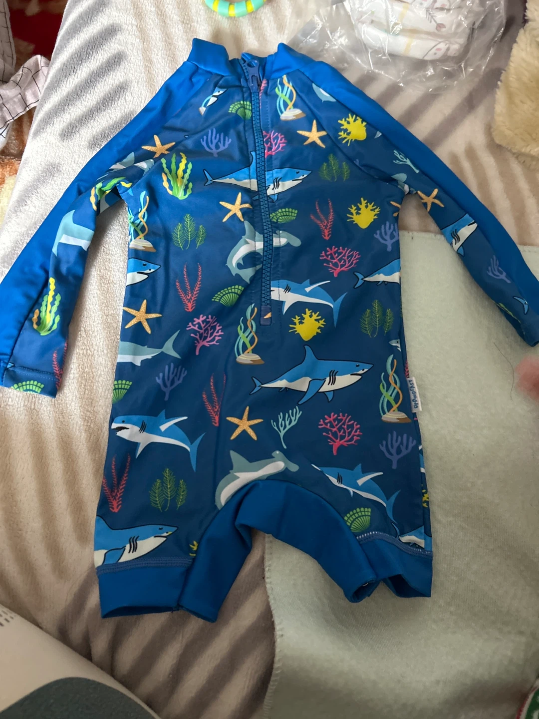 UPandFAST Blue Shark Rash Guard Swimsuit 3-6M
