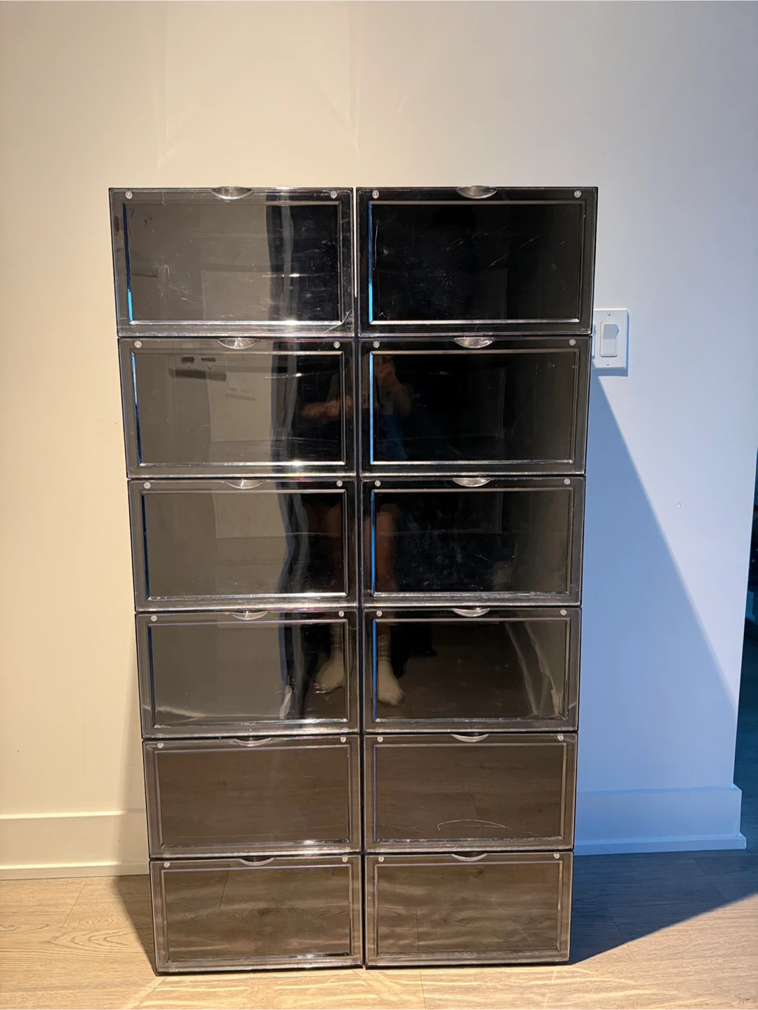 Stackable Shoes Acrylic Storage/boxes - Front slab open