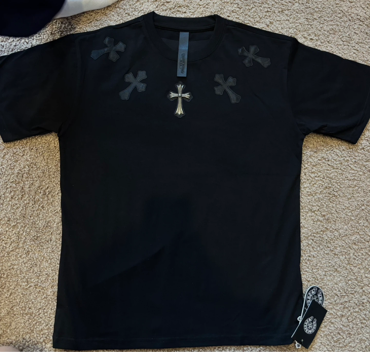 Chrome Hearts Black T-Shirt with Cross Appliqué