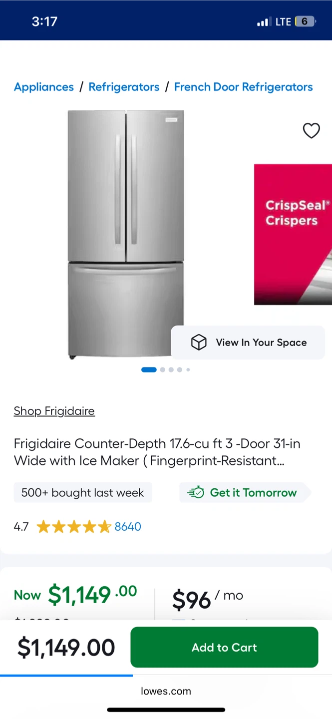 Frigidaire French Door Refrigerator with Ice Maker