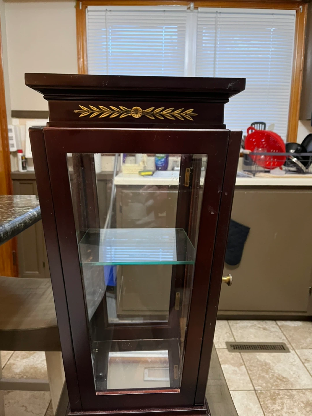 Wooden Curio Display Cabinet with Glass Shelves - photo 4