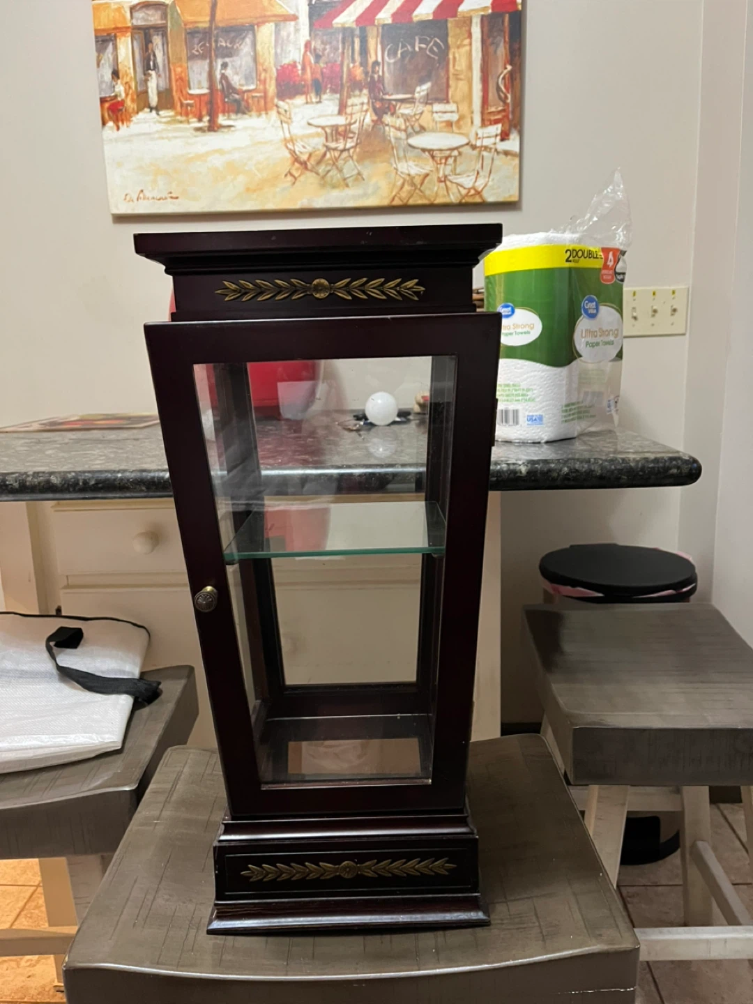 Wooden Curio Display Cabinet with Glass Shelves