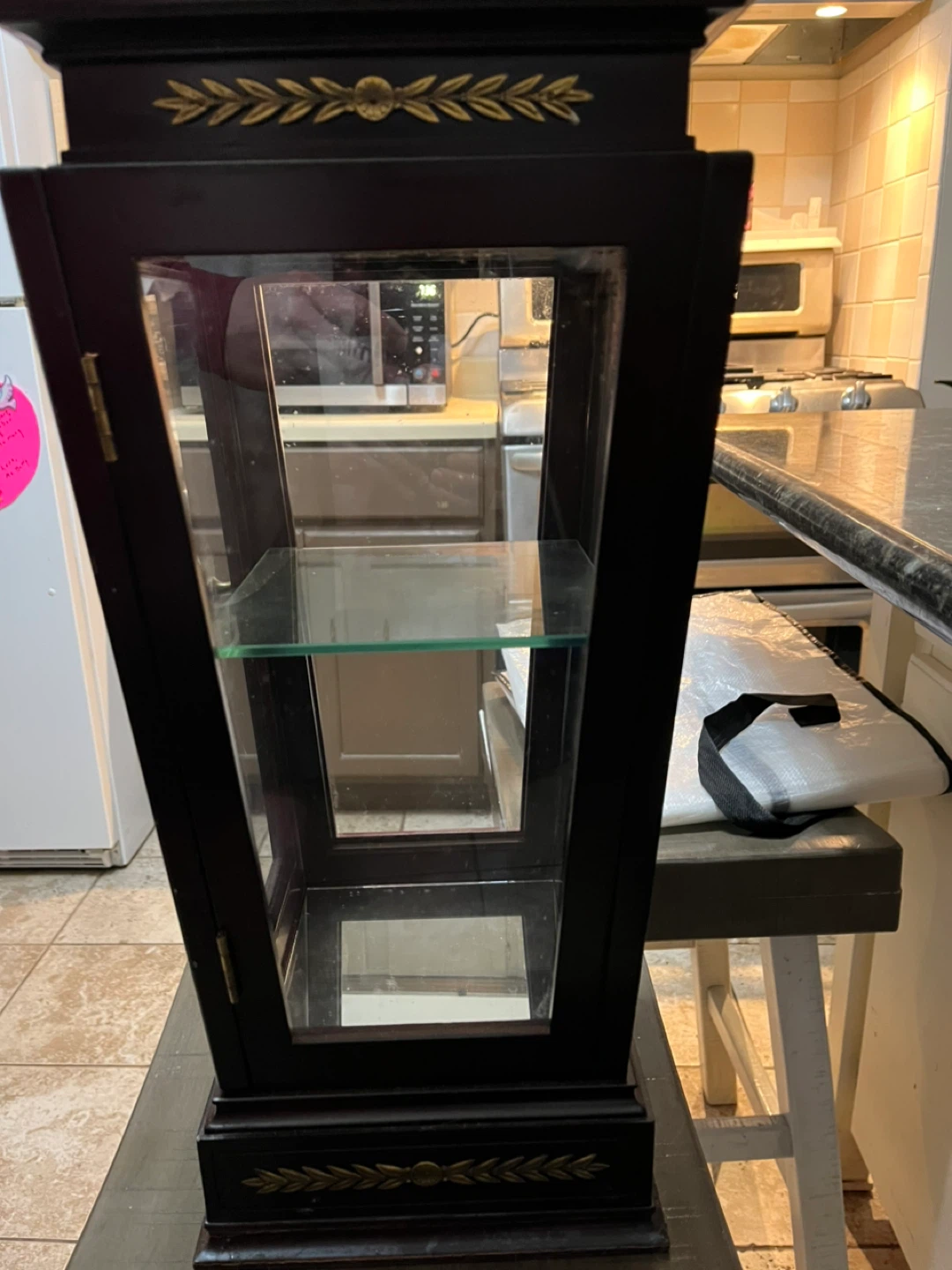Wooden Curio Display Cabinet with Glass Shelves - photo 3